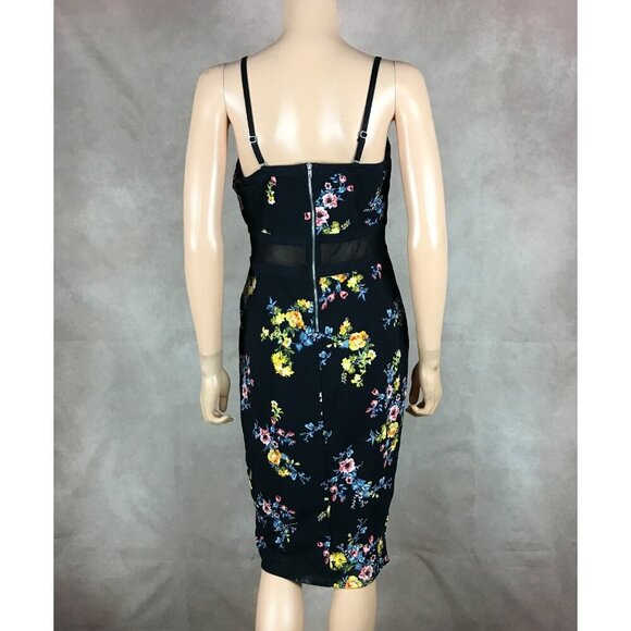 Material Girl Black Floral Bodycon Midi Dress NWT XL - Picture 2 of 8